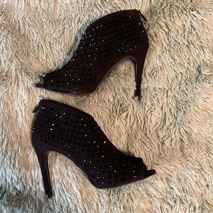 Michael Kors Black Suede Heels with Rhinestones